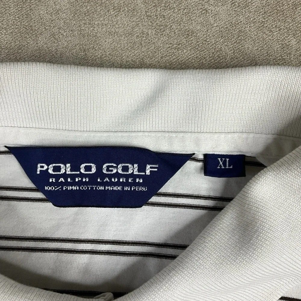 Vintage Polo Ralph Lauren Sport Shirt Striped 90s White Short Sleeve Men Sz‎ XL